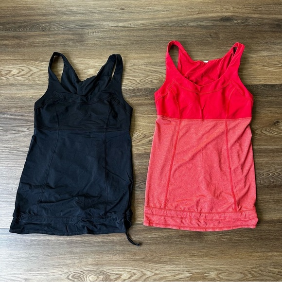 Lululemon Run Ta Ta Tank Top Women Athletic Black Red Size 4 Bundle Lot Of 2 - Picture 1 of 8
